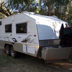 Outboard fitted on a Pheonix van