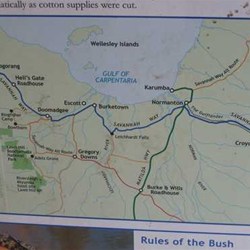 map of route, Hells Gate to Lawn Hill via Bowthorn
