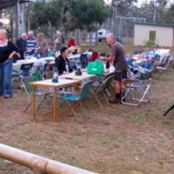 Setting up tables ready for meal