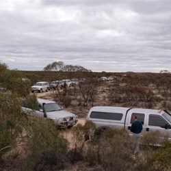 Convoy parked in desert