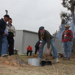 Peter Checks His Entry in the Camp Oven Cook-off