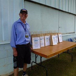 Ian (Umpire83) proudly standing with the Welcome Packs