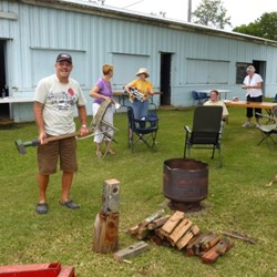 Phil (Cannonball) and Richard (Ricketa) capably handling the firewood