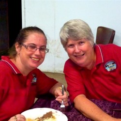 Coleen and Pam (Show Society) at the Catered Meal