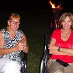 Christine (Edd & Christine) and Patty (Robbo) in deep discussion about the events to follow