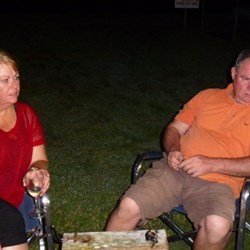 Bob and Sue (Track n on) listening to Lances stories