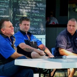 Brian and Jeremy (Sound in Motion) and Thomas (Smartsat) fielding a barrage of questions