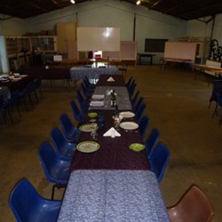 Tables ready for the Catered Meal in the Pavilion