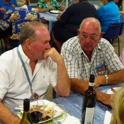 Steve (Robbo) and Edd (Edd & Christine) ponder the intricacies of wine labels