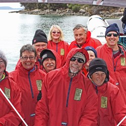 the bt crew in wet weather gear