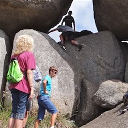 At the end of 2.2 km climb, now it is another challenge to get up and over the rocks.