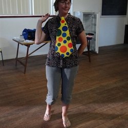 Denise had the honour of wearing the tie, for attempting to answer George on the CB radio with the mobile phone !!!