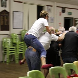 Cinderella going to the ball.  In her coach with two horses in front !!!