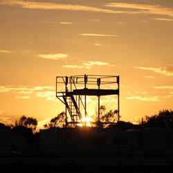 Sunset through the racecourse tower - great pic, Stephen