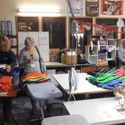 Courela Clothing - in the sewing room