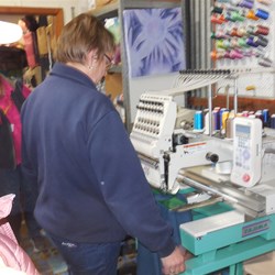 The Boss at the embroidery machine