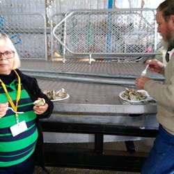 Glenda of SA eating SA oysters