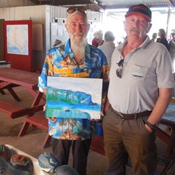 A welcome local with his paintings