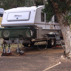 Run out of wood to jack up the van !!!