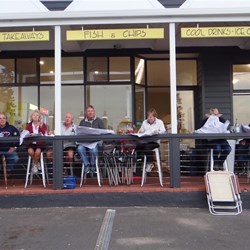 outside at the fish & chip night