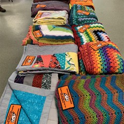 Rugs labelled  & ready for donation. 