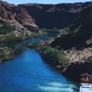 The outlets from the hydro plant at the Ord River Dam