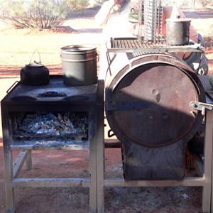 Pert of the well set up camp kitchen