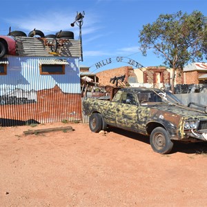 Relic outside Halls of Justice (closed), Silverton, NSW