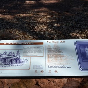 One of several plaques near Hills Homestead.