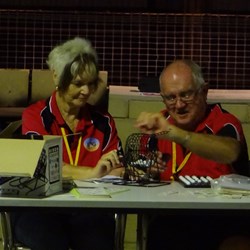 Greg & Meg calling the numbers at Bingo.