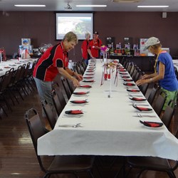 Setting up for the Catered Dinner