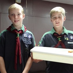 Two of the scouts who were helping out with the serving and clearing away.