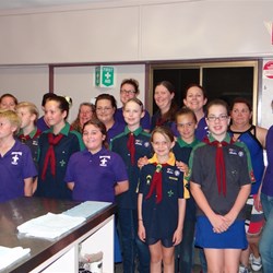 Most of the helpers from the Scout group out in the kitchen.