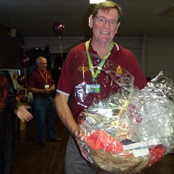 Kevin looking very happy with his win of the pamper pack.