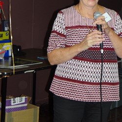 Denice Mc who has been very busy doing haircuts, giving her donation.