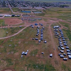 Drone view of the muster site with Winton in the background.  Thanks to Brian Fox