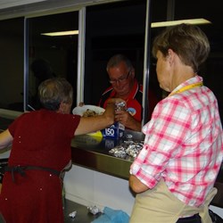 Serving the spit roast. 