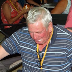 Quiz night game.  Eat the cream bun without licking your lips.