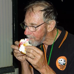 Tassie Pete trying his luck at the game.