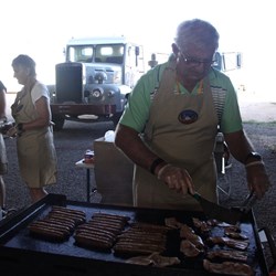 Getting ready for the breakfast at the Truck museum.