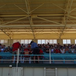 Getting ready for the AGM in the grandstand.