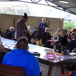 The camp kitchen is a good place to have Rex's quiz evenings.