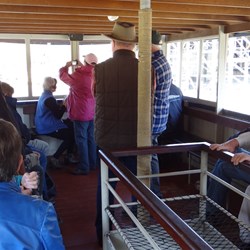 Enjoying the journey up the river to Morrissons winery.