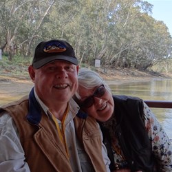 Bob & Sue cuddling up on the trip home.