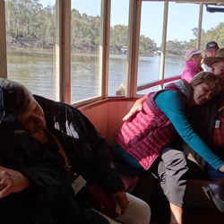 Some tired passengers on the return trip.