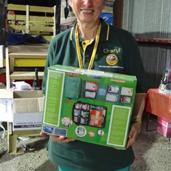 Cheryl won the first aid kit in the raffle.