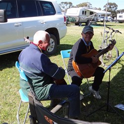 A bit of strumming and harmonising happening in the camp ground.