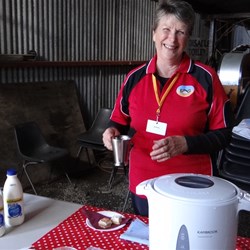 Anne doing a great job with the hot water at the morning tea.