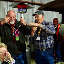 David handing over his dummy to John Duncan.