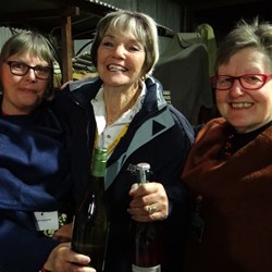 Denise J, Meg and Helen S, picking up the prize for 3rd place table.